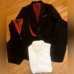Opposuits Boys Black 3 Piece suit plus H&M dress shirt 12